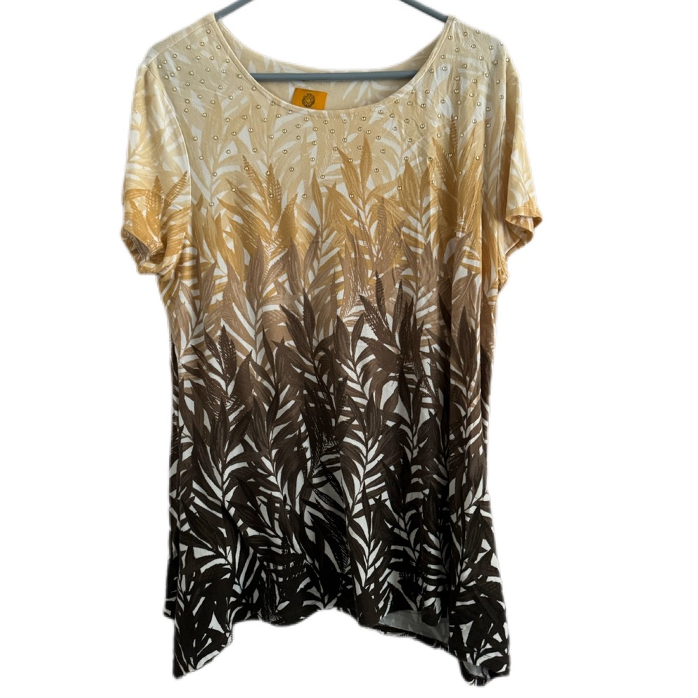 Ruby Rd Top Size Xl. Ombr Leaf Design Beading, Ha… - image 1